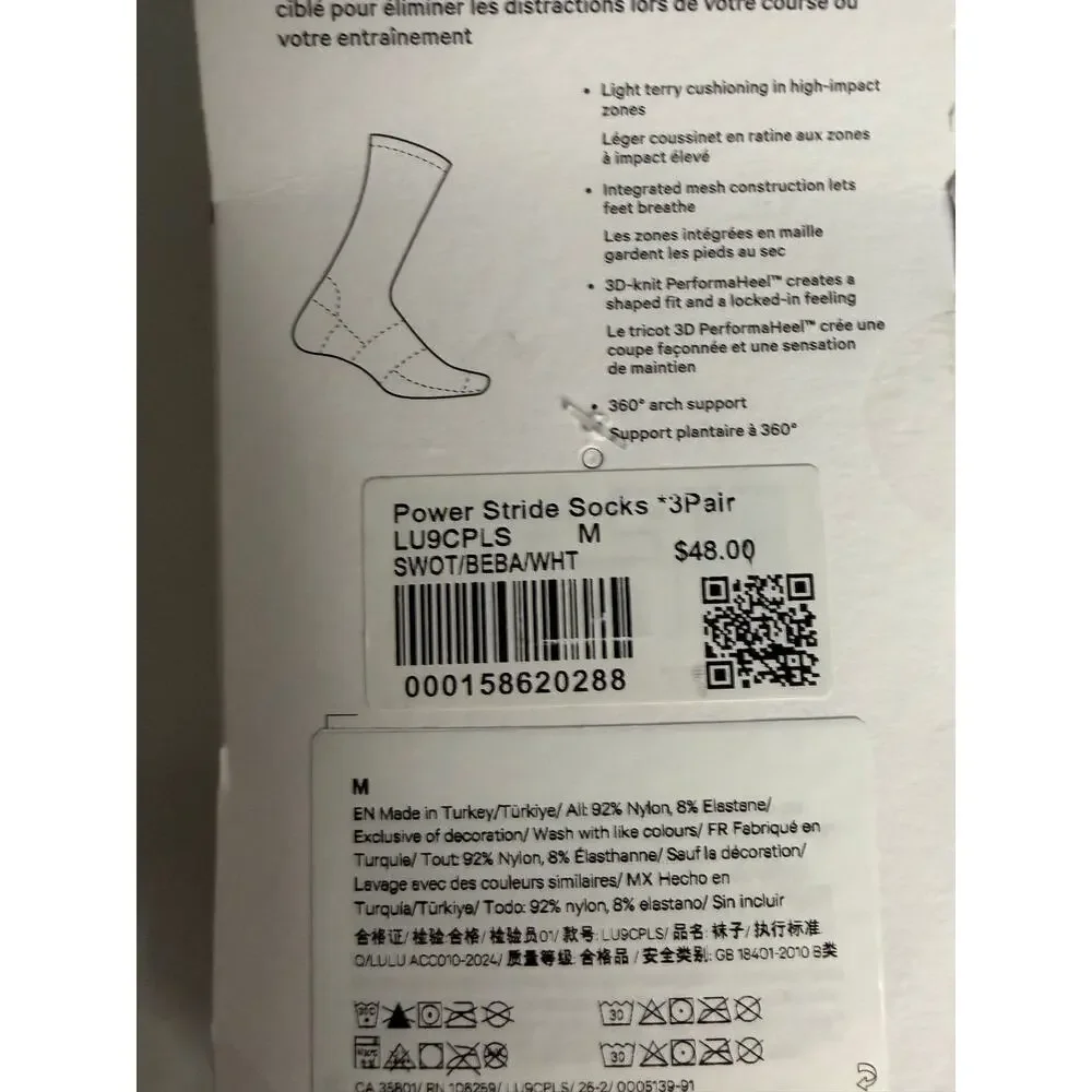 NWT Lululemon Power Stride Socks - Pack of 3
